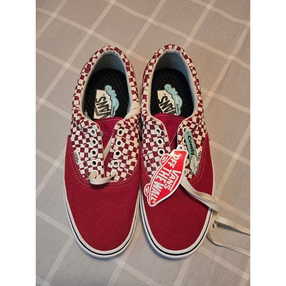 Vans ComfyCush Era Tear Checkered Red Suede Canvas Men's 9 Skate Shoes